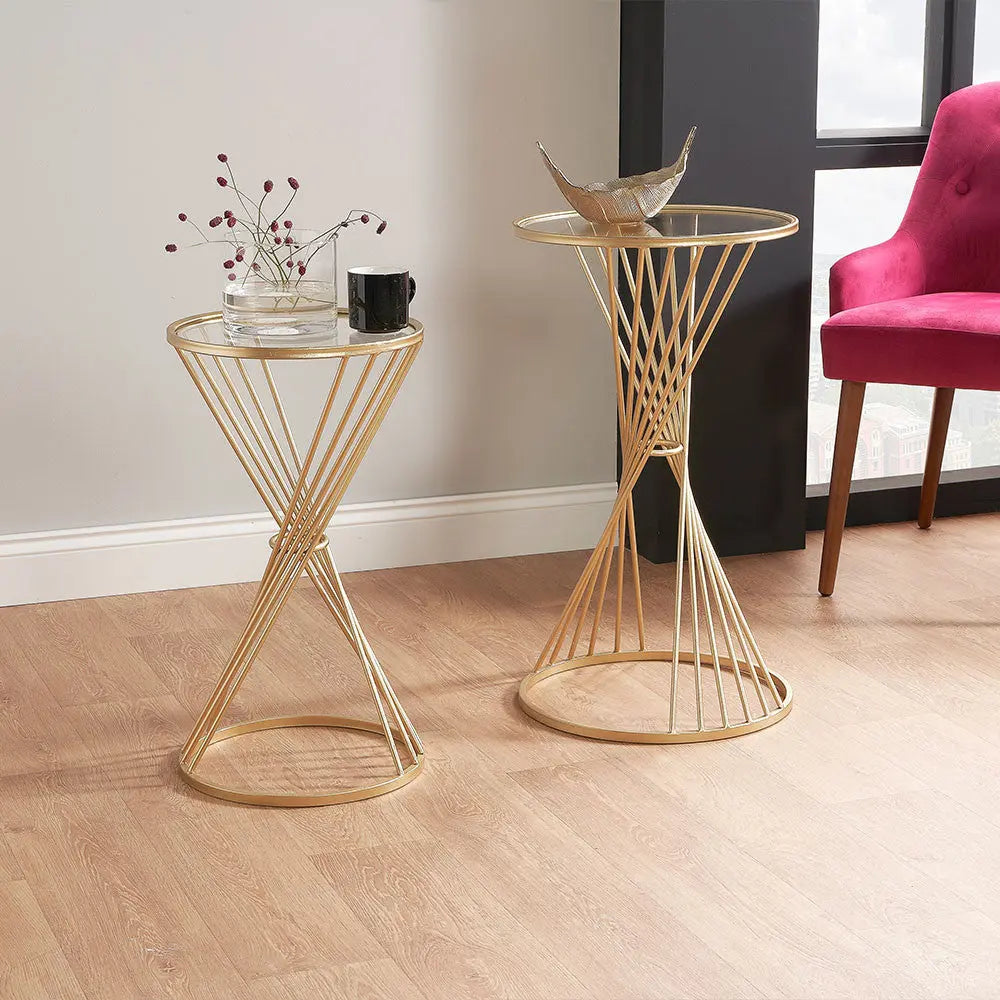 Liberty Glass and Gold Metal Large Side Table   Nicholas John Interiors