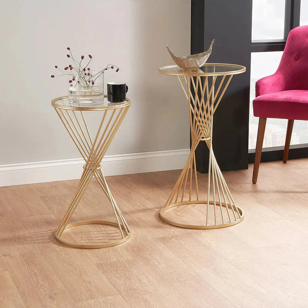 Liberty Glass and Gold Metal Large Side Table   Nicholas John Interiors