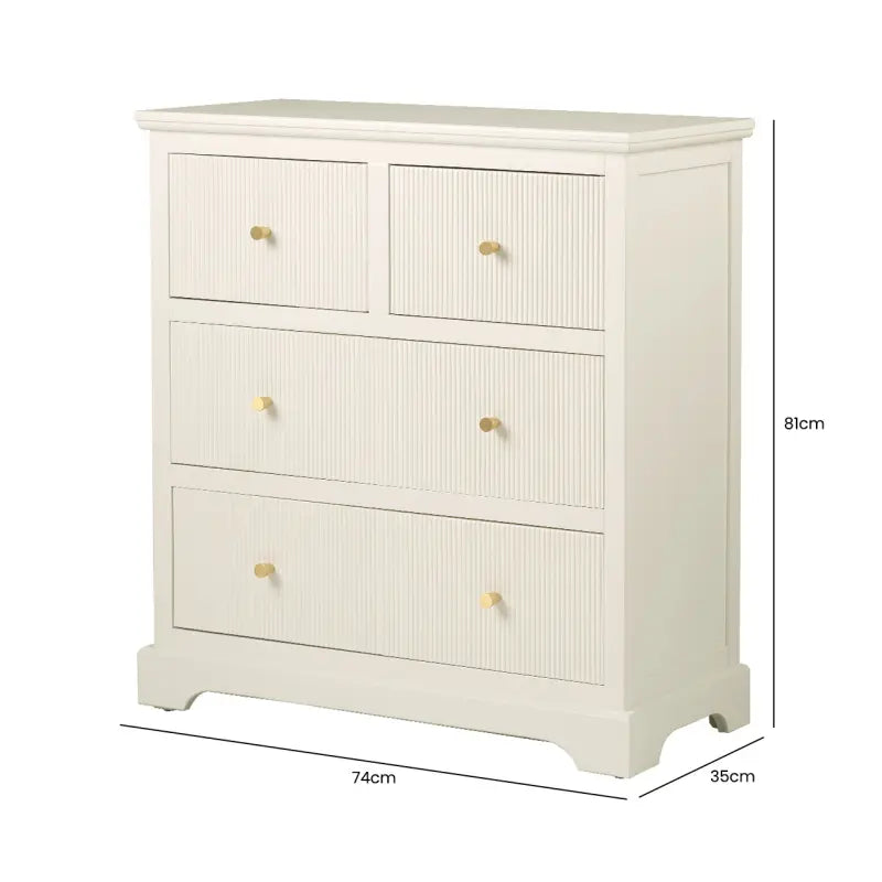 Lindon 4 Drawer Chest Cabinet In White With Gold Handles Lina Home