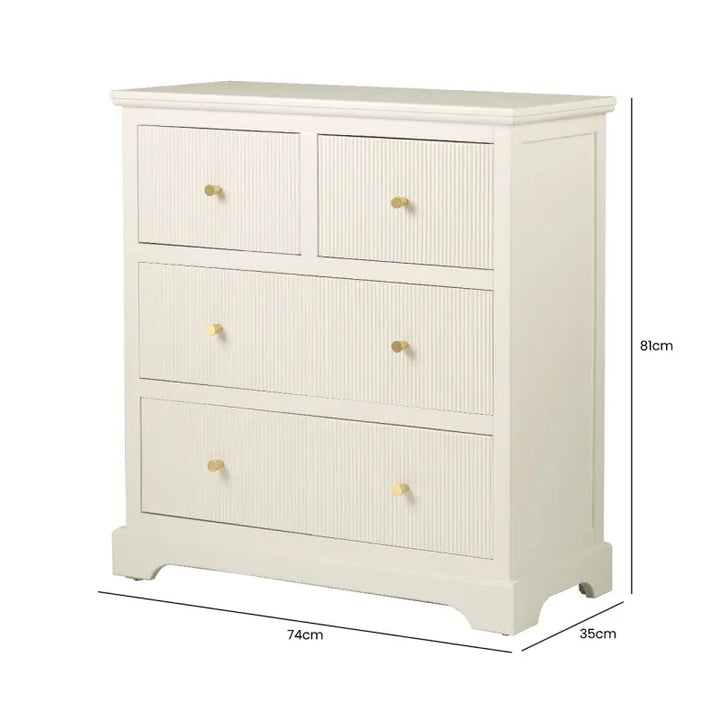 Lindon 4 Drawer Chest Cabinet In White With Gold Handles Lina Home