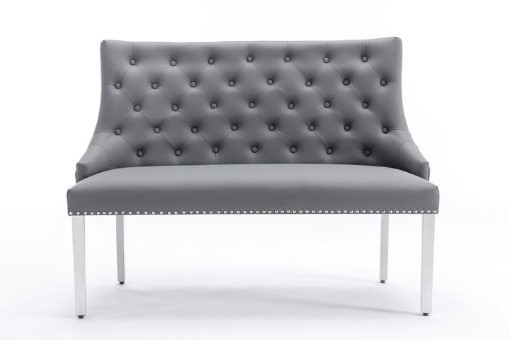 Marlowe PU Grey High Back Bench