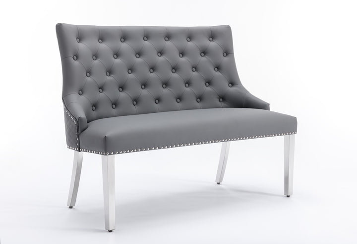 Marlowe PU Grey High Back Bench