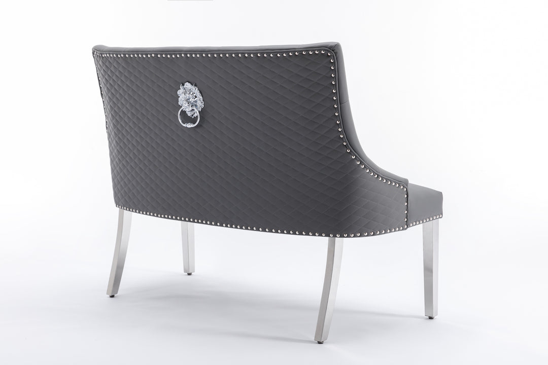 Marlowe PU Grey High Back Bench