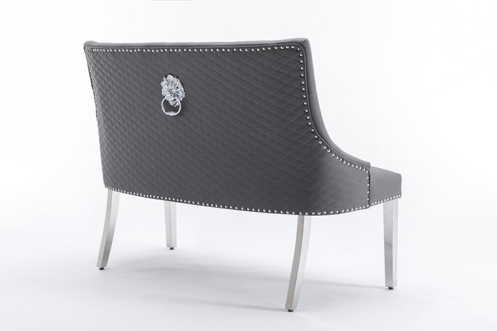 Marlowe PU Grey High Back Bench
