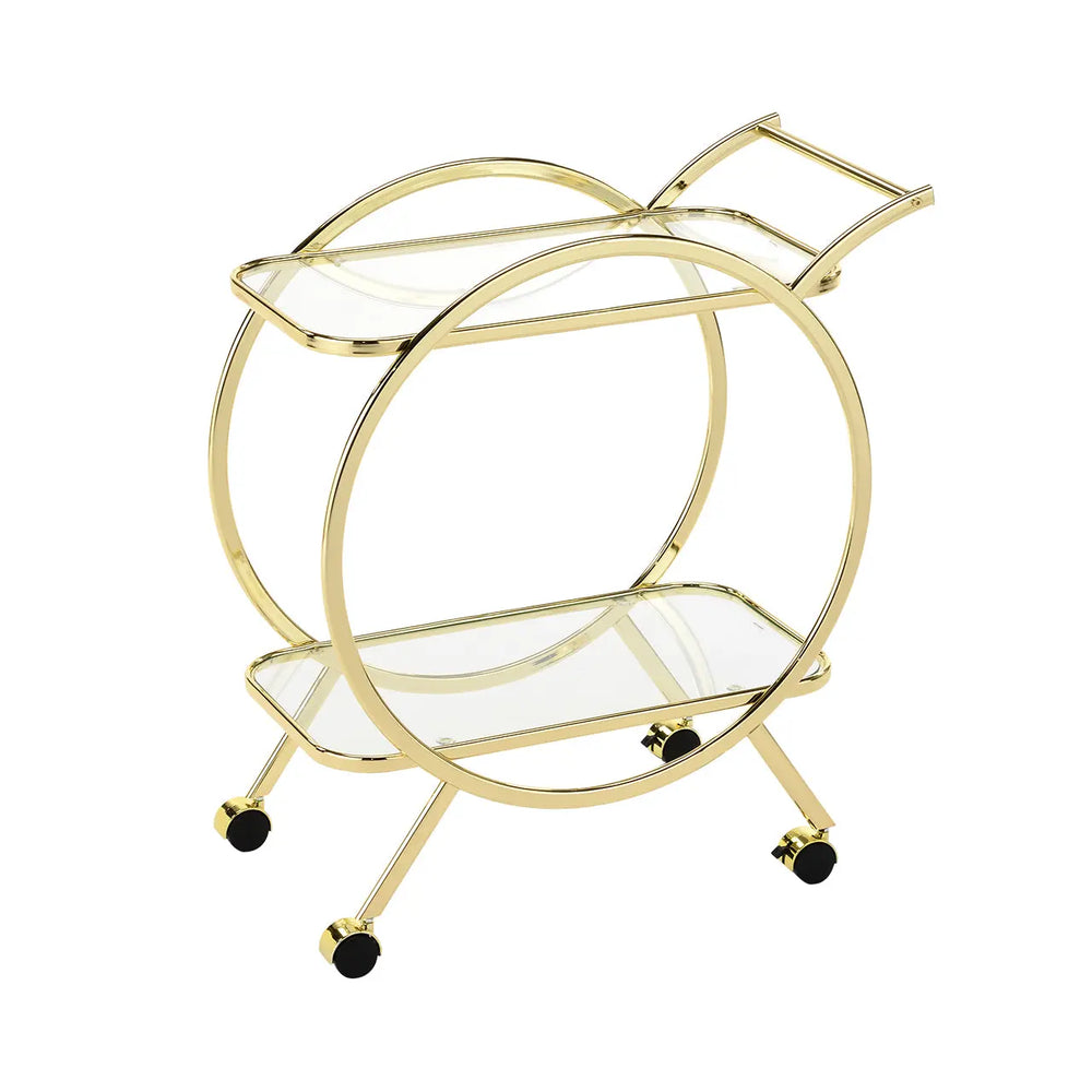 Harry Gold & Clear Glass Drinks Trolley Lina Home