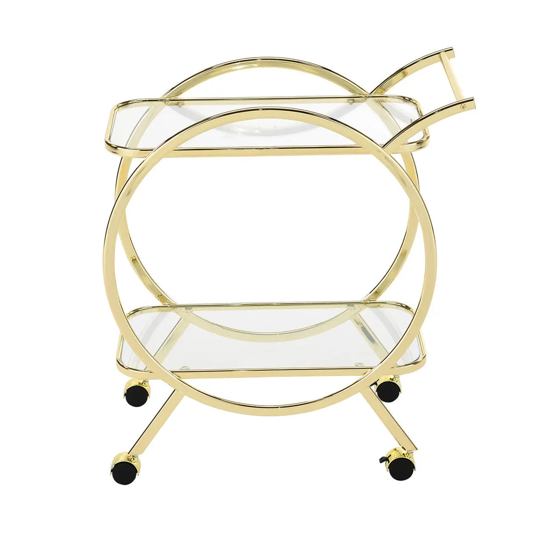 Harry Gold & Clear Glass Drinks Trolley Lina Home