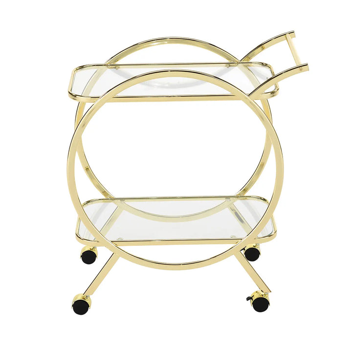 Harry Gold & Clear Glass Drinks Trolley Lina Home