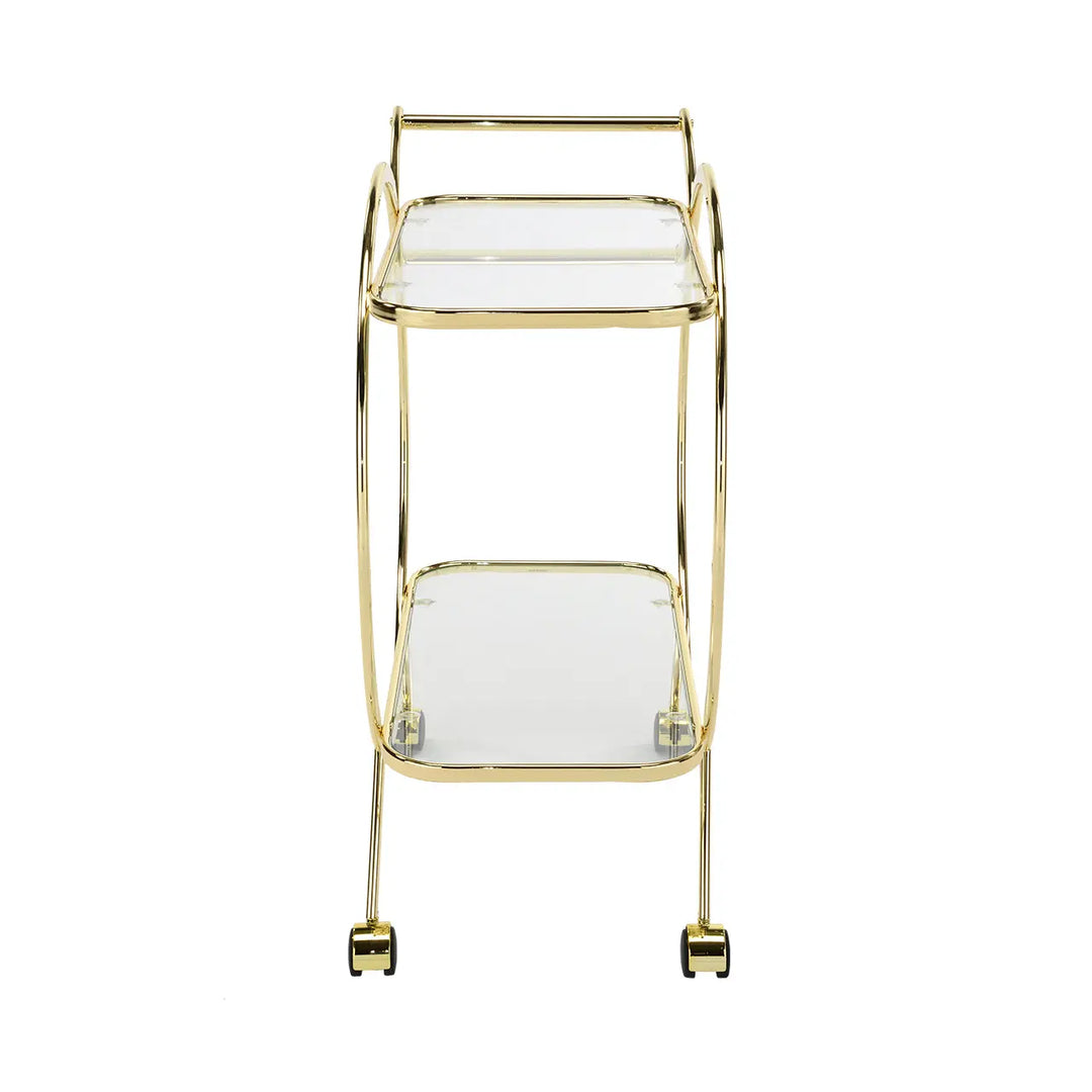 Harry Gold & Clear Glass Drinks Trolley Lina Home