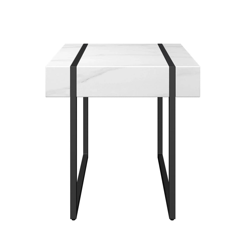 Mona White Marble Effect Side Table Torelli