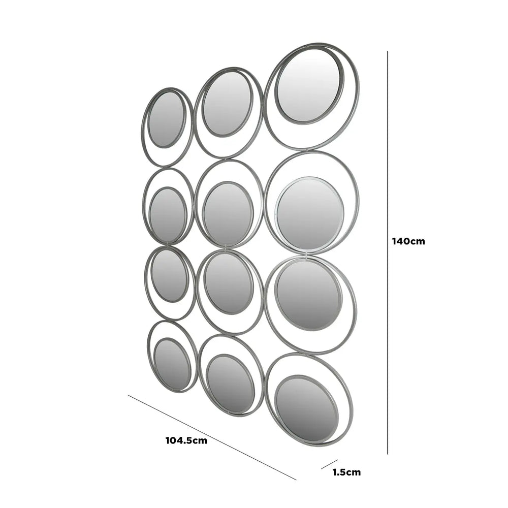 Silver Circles Statement Wall Mirror Lina Home