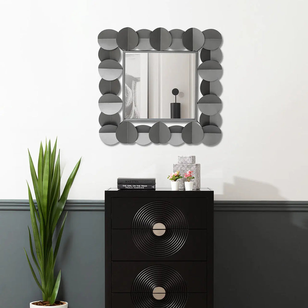 Grey Gunmetal Square Wall Mirror – 76.2 cm Lina Home