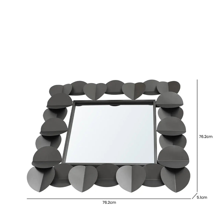 Grey Gunmetal Square Wall Mirror – 76.2 cm Lina Home