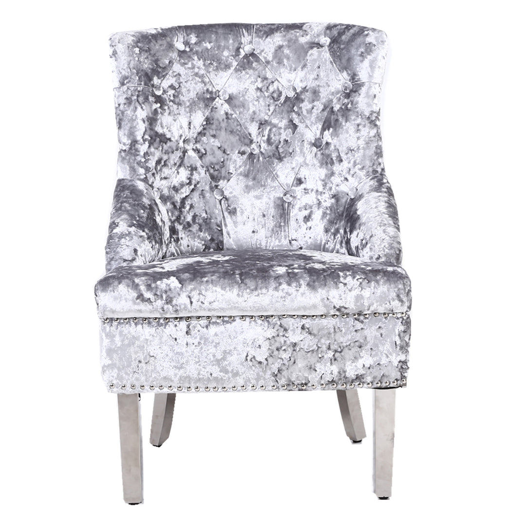 Marlowe Silver Crushed Velvet Wing Chair