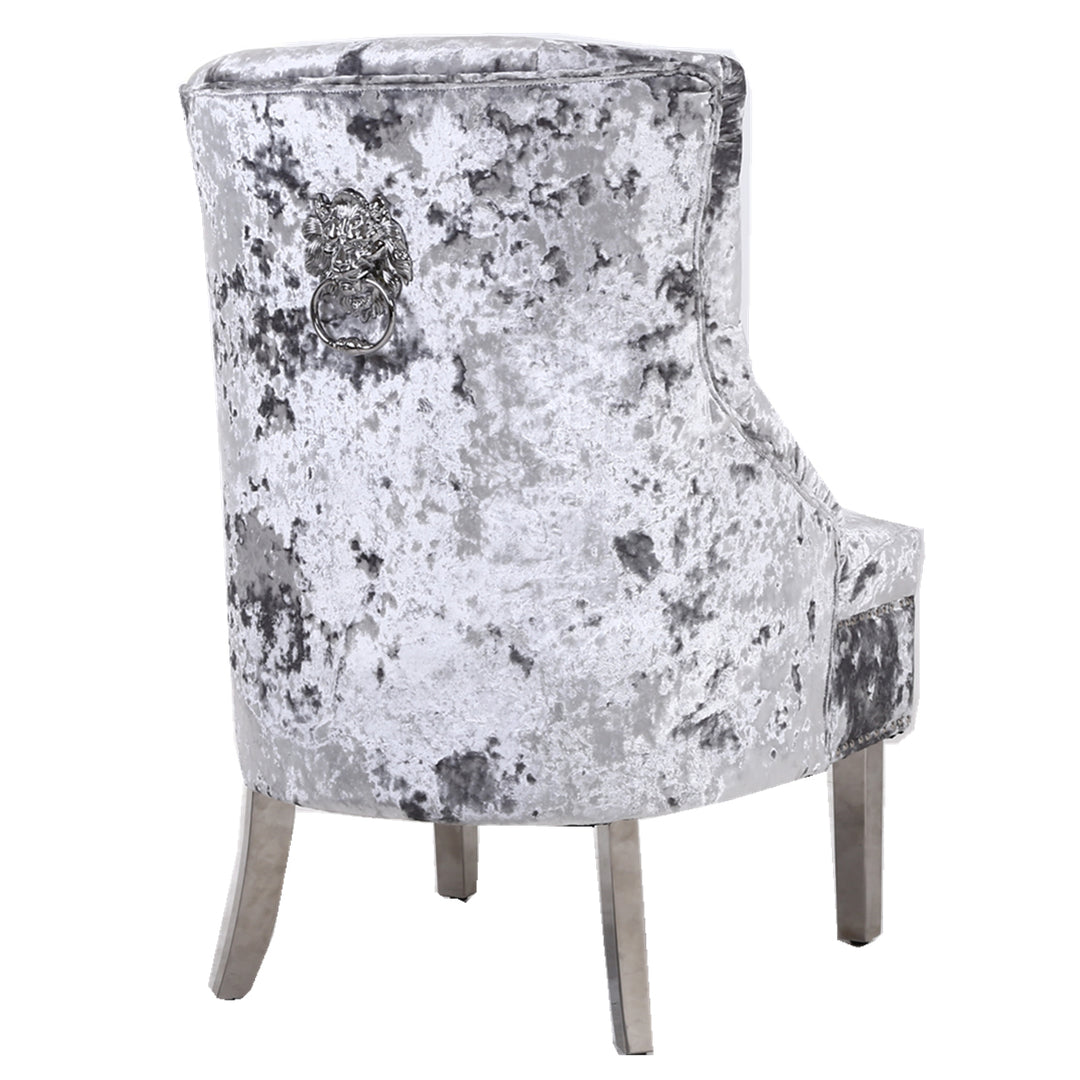 Marlowe Silver Crushed Velvet Wing Chair
