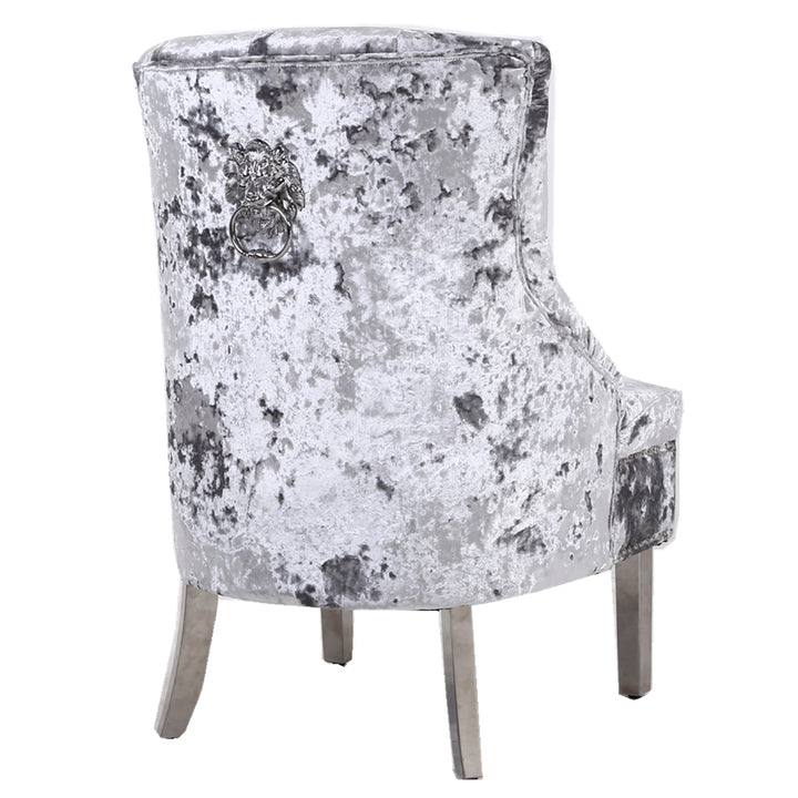 Marlowe Silver Crushed Velvet Wing Chair