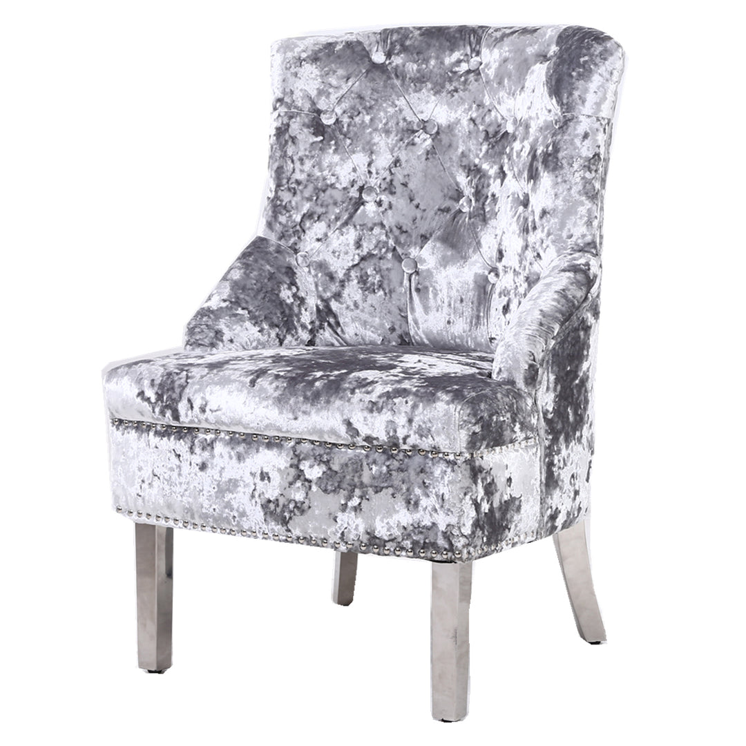 Marlowe Silver Crushed Velvet Wing Chair