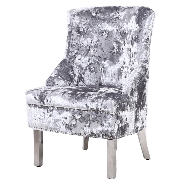 Marlowe Silver Crushed Velvet Wing Chair