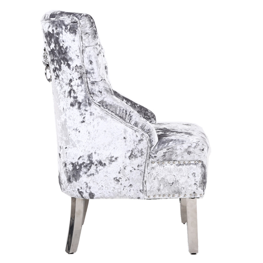 Marlowe Silver Crushed Velvet Wing Chair