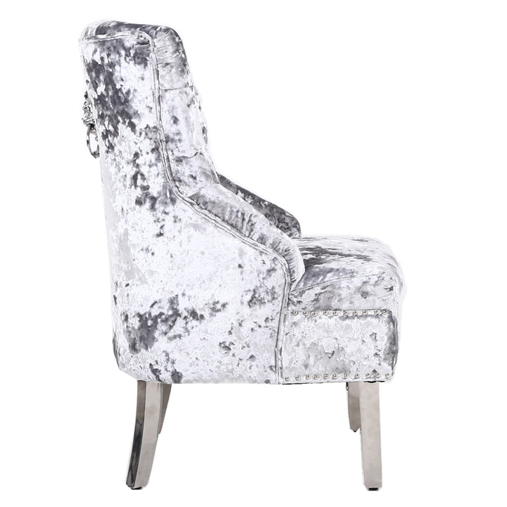 Marlowe Silver Crushed Velvet Wing Chair