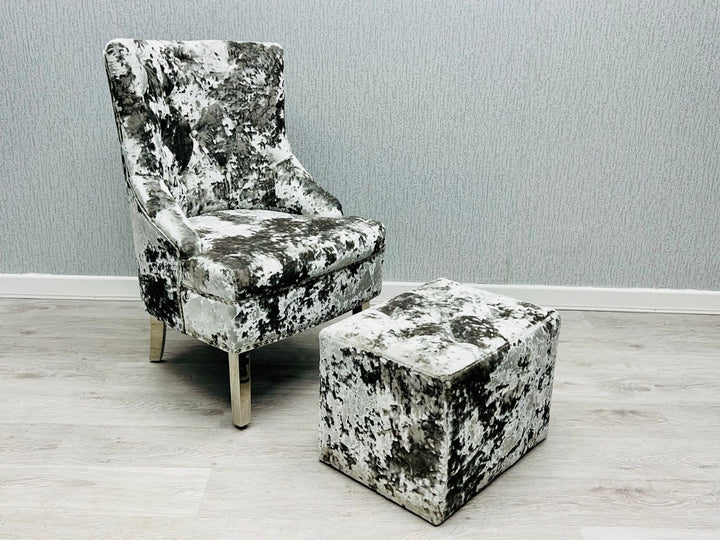 Marlowe Silver Crushed Velvet Wing Chair