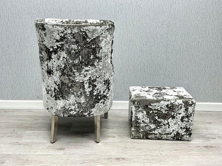 Marlowe Silver Crushed Velvet Wing Chair
