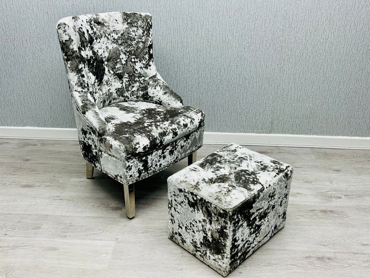 Marlowe Silver Crushed Velvet Wing Chair