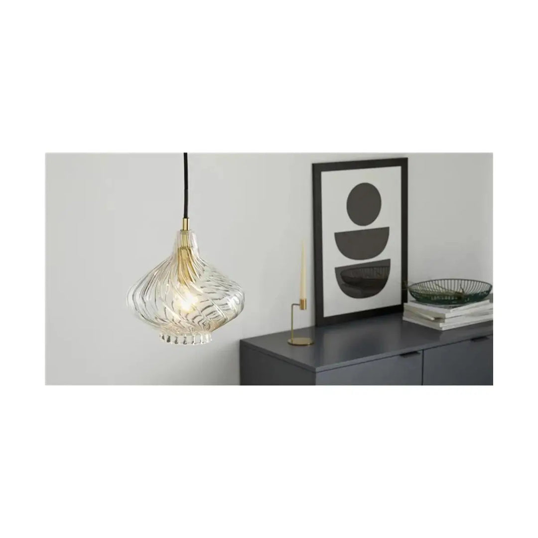 Made.com Kaleido Pendant Light, Clear Glass and Brass