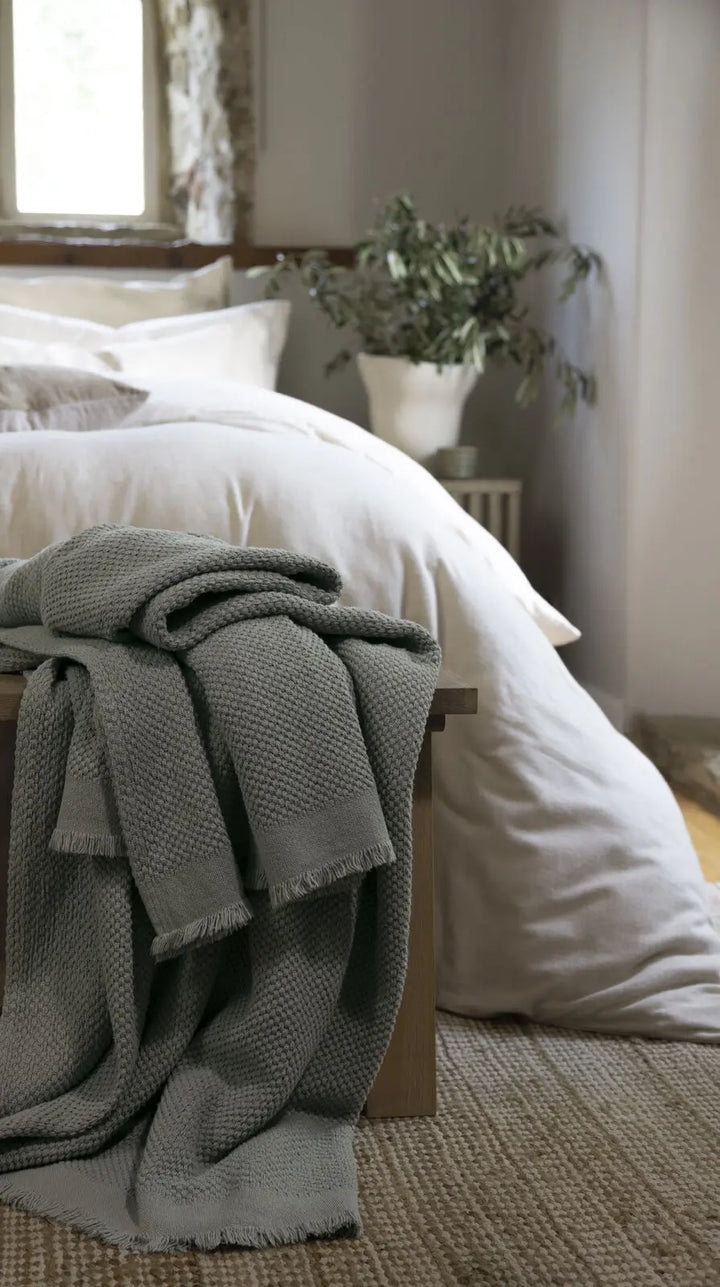 Christy Madeira Throw 140 x 180cm – Ocean Blue Cotton Throw Christy