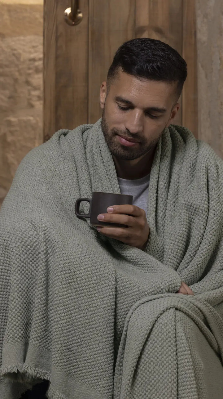 Christy Madeira Throw 140 x 180cm – Ocean Blue Cotton Throw Christy