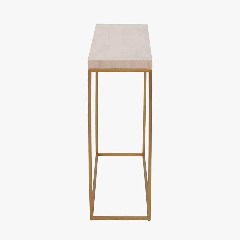 Madison Beige Granite and Burnished Gold Metal Console Table   Nicholas John Interiors