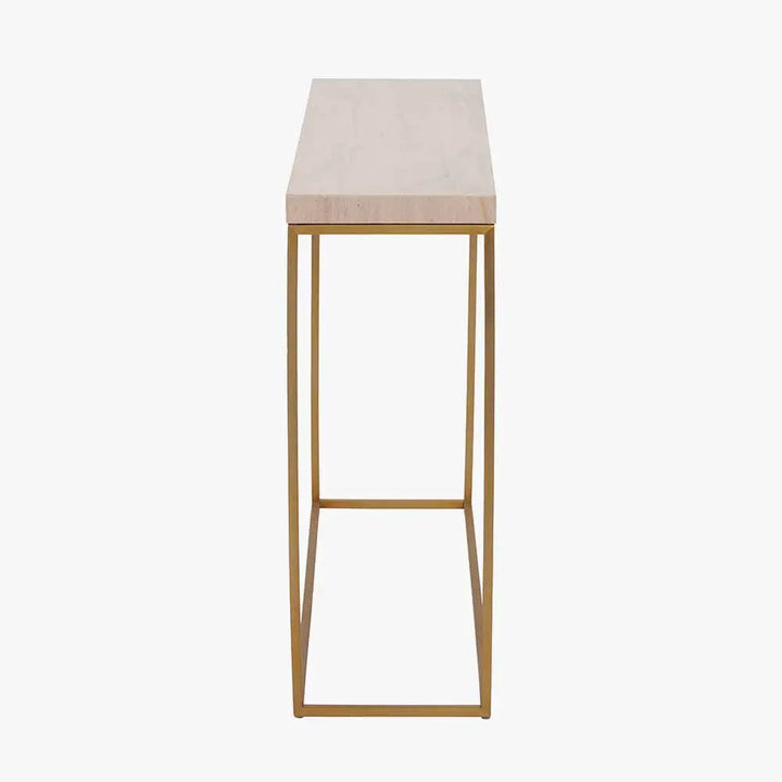 Madison Beige Granite and Burnished Gold Metal Console Table   Nicholas John Interiors