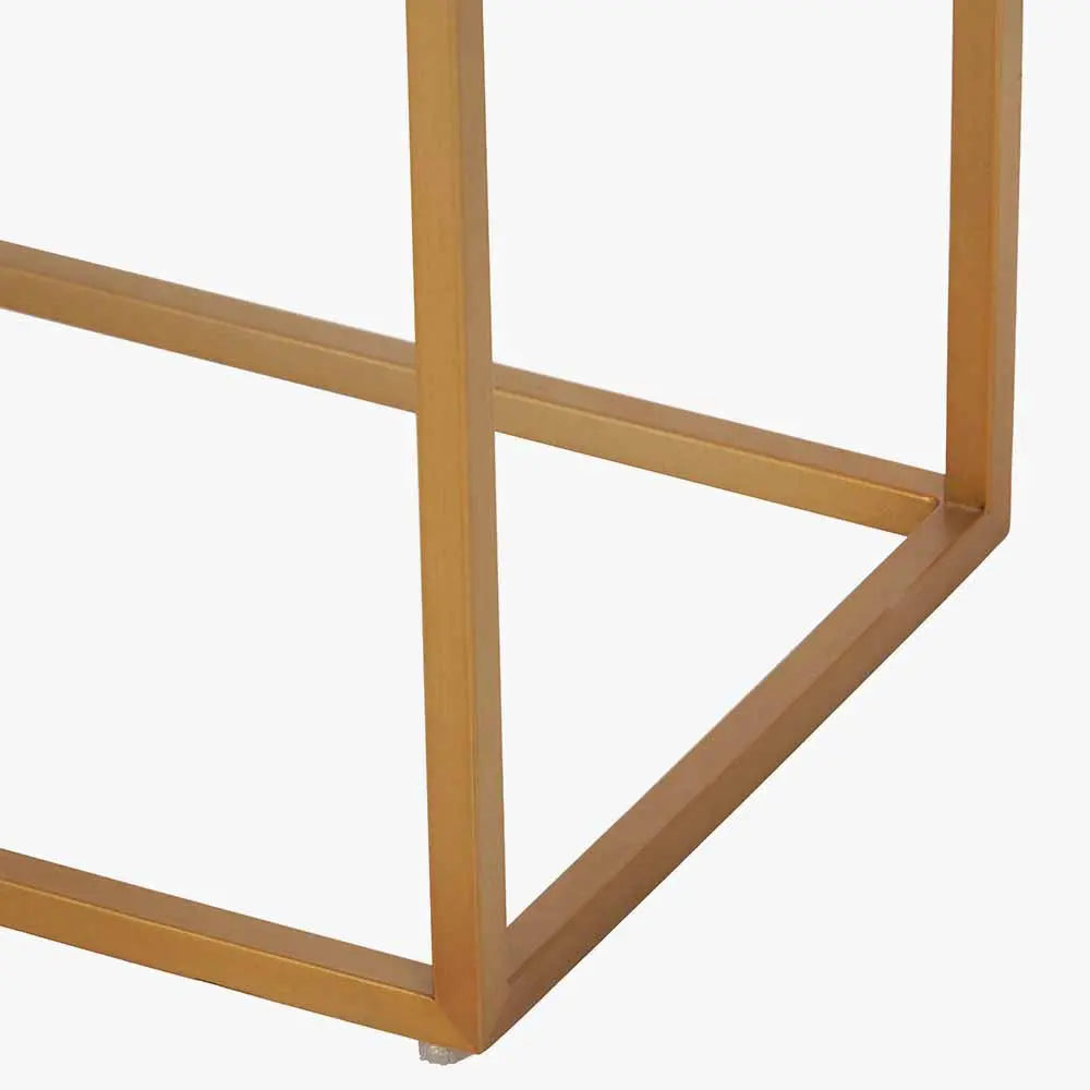 Madison Beige Granite and Burnished Gold Metal Console Table   Nicholas John Interiors