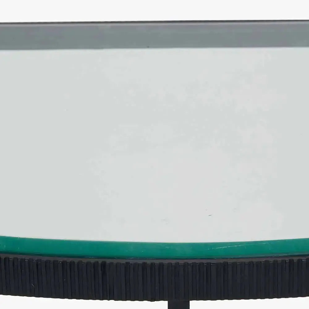 Marazzi Bevelled Glass and Black Metal Half Moon Console Table   Nicholas John Interiors