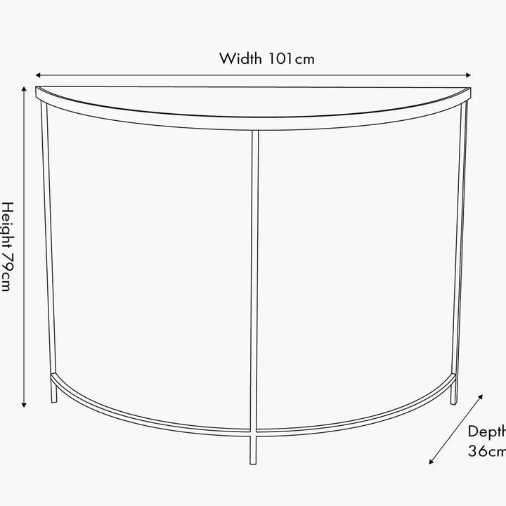 Marazzi Bevelled Glass and Black Metal Half Moon Console Table   Nicholas John Interiors