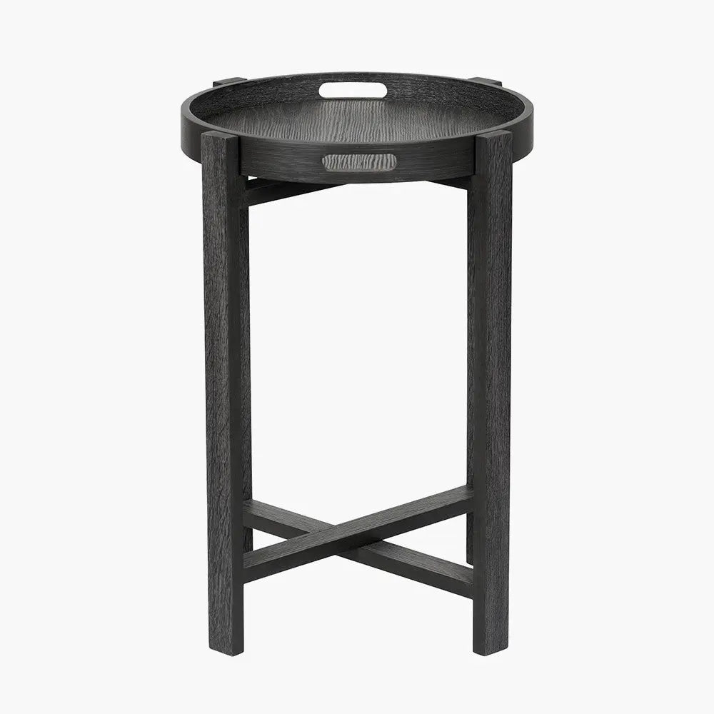 Marmara Dark Grey Oak Veneer Side Table   Nicholas John Interiors