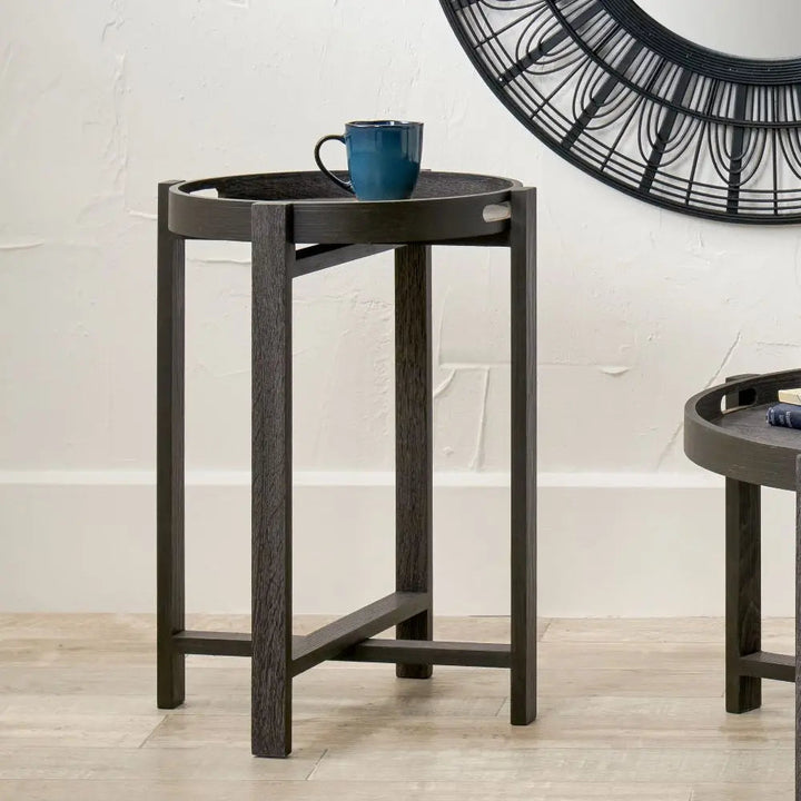 Marmara Dark Grey Oak Veneer Side Table   Nicholas John Interiors