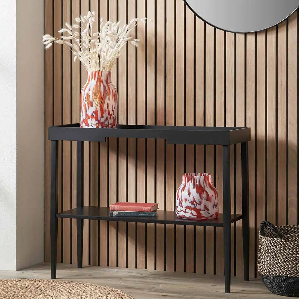 Marnie Black Wood Veneer Console Table   Nicholas John Interiors