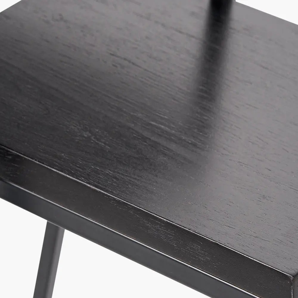 Mashiko S/2 Black Ash Veneer and Black Metal Side Tables   Nicholas John Interiors