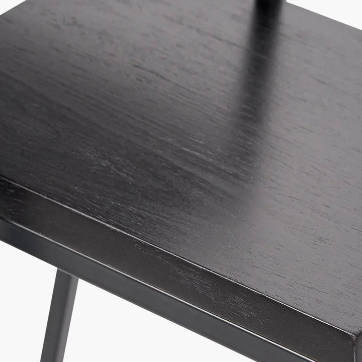 Mashiko S/2 Black Ash Veneer and Black Metal Side Tables   Nicholas John Interiors