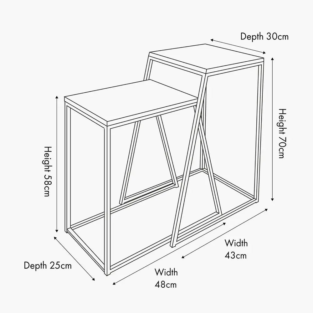 Mashiko S/2 Black Ash Veneer and Black Metal Side Tables   Nicholas John Interiors