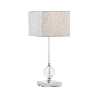 Metal with Crystal Table Lamp with Cream Linen Shade Lina Home