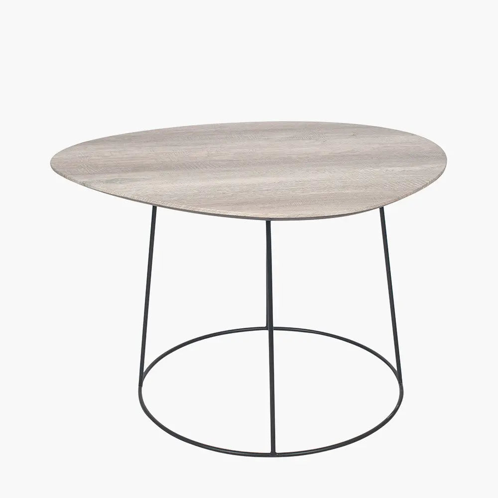 Minato White Oak Veneer and Black Metal Leg Side Table   Nicholas John Interiors