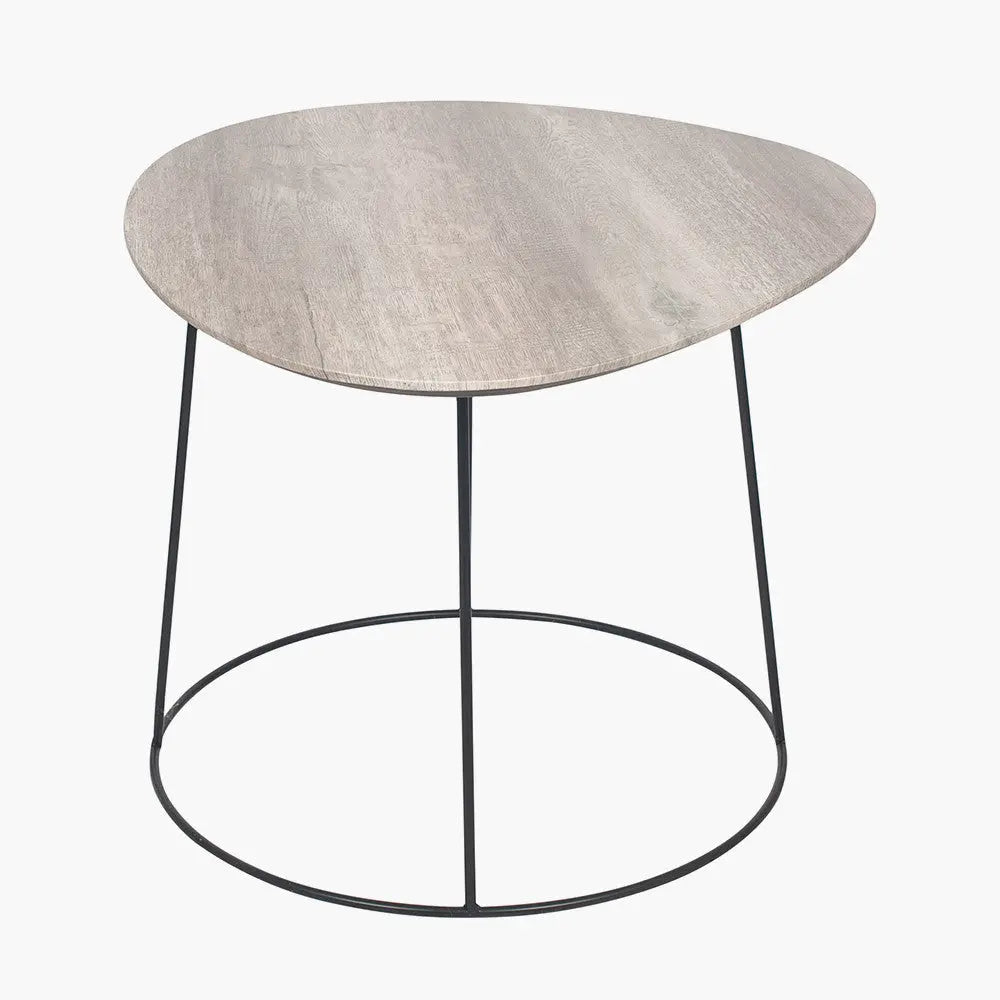 Minato White Oak Veneer and Black Metal Leg Side Table   Nicholas John Interiors