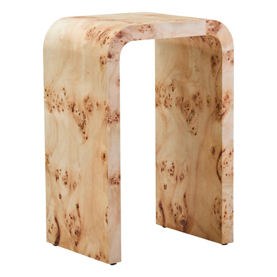 Mota Burl Wood Design Curved Side Table  Nicholas John Interiors