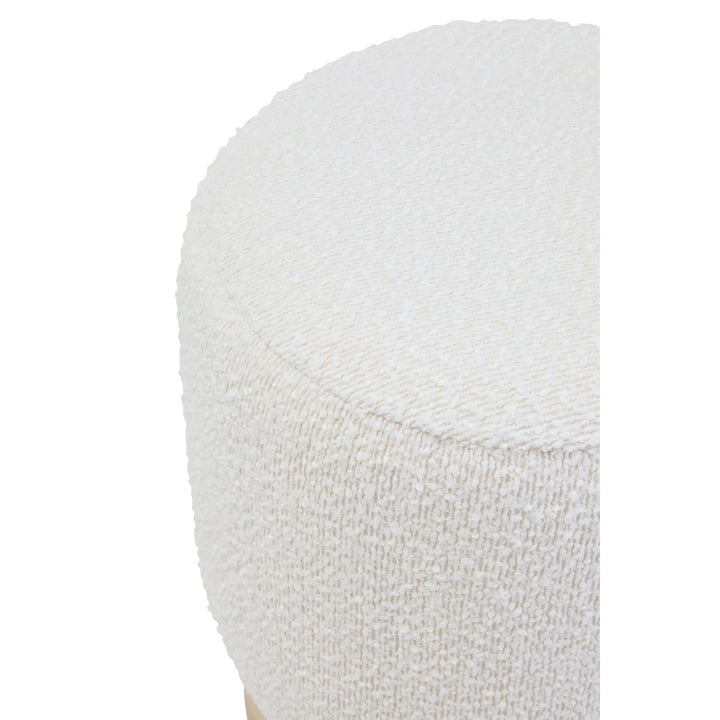 Motara Burl Wood And Cream Boucle Round Stool  Nicholas John Interiors