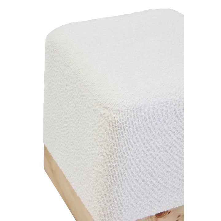 Motara Burl Wood And Cream Boucle Sqaure Stool  Nicholas John Interiors