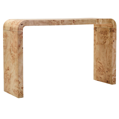 Motara Burl Wood Design Curved Console Table  Nicholas John Interiors