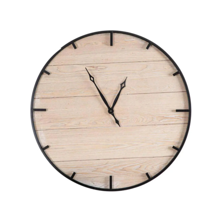 Natural and Black MDF wood Wall Clock Lina Home