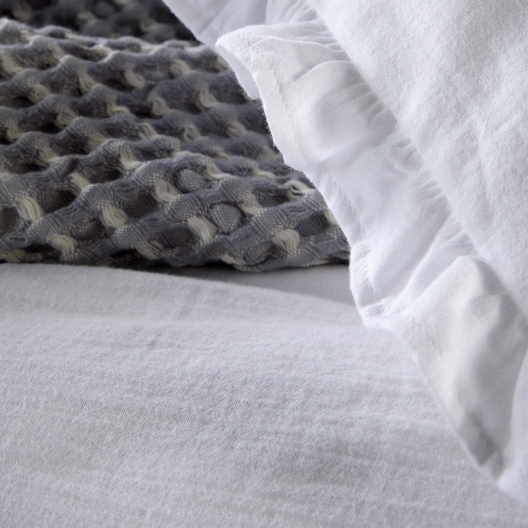 Christy 100% Organic Retreat Ruffle Duvet Set in White
