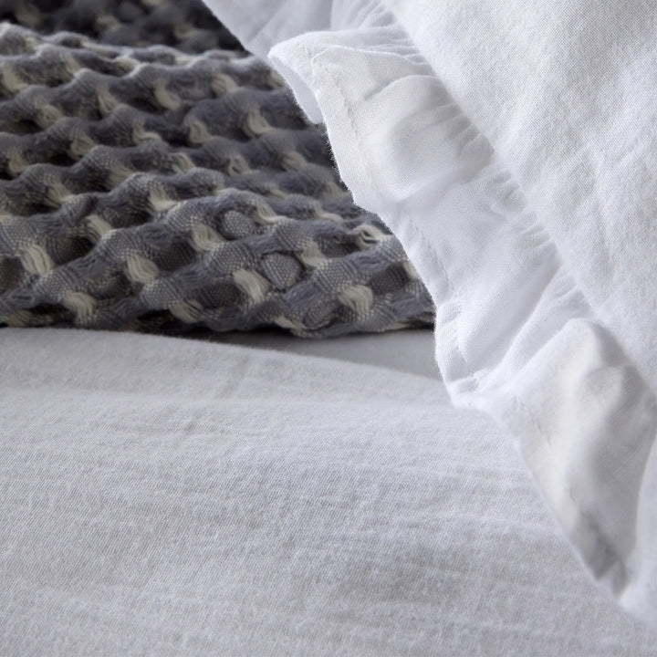 Christy 100% Organic Retreat Ruffle Duvet Set in White